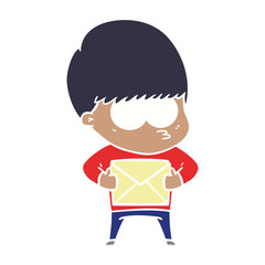 nervous flat color style cartoon boy