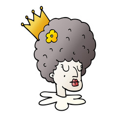 cartoon doodle queen in makeup and huge wig