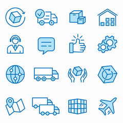 Logistics flat line icon set. Vector illustration. Editable stroke.