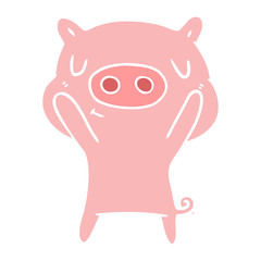 flat color style cartoon content pig