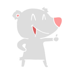 laughing bear flat color style cartoon