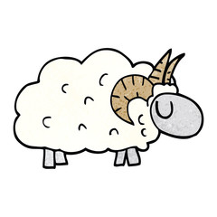 cartoon doodle sheep with horns