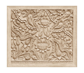 Pattern of flower carved on wood texture background