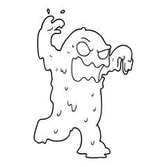 line drawing cartoon slime monster