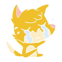 crying fox flat color style cartoon
