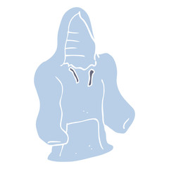flat color illustration of a cartoon hooded top