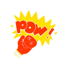 flat color illustration of a cartoon boxing glove punching