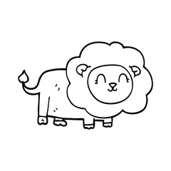 line drawing cartoon happy lion