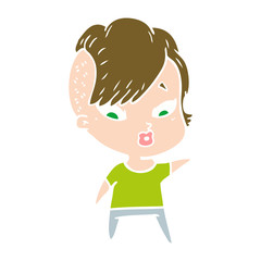 flat color style cartoon surprised girl