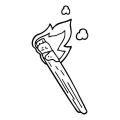 Obraz premium line drawing cartoon burning torch brand