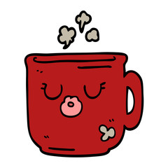 cartoon doodle hot coffee mug
