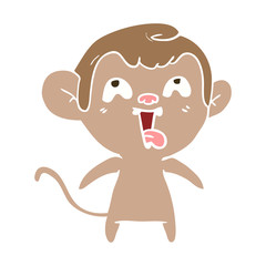 crazy flat color style cartoon monkey