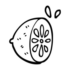 line drawing cartoon lemon fruit