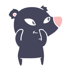 cute flat color style cartoon bear