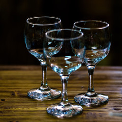Empty wine glass on the table