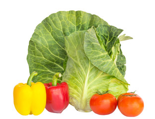 Fresh cabbage with cherry tomatoes and bell peppers