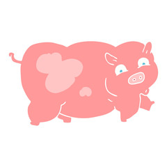 flat color illustration of a cartoon pig