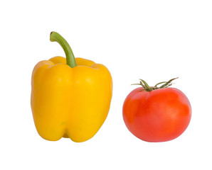 Sweet yellow bell pepper and red tomato