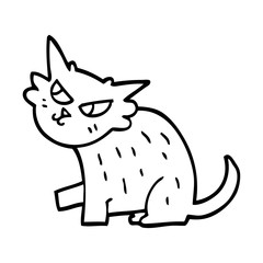 line drawing cartoon sly cat