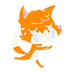 crying fox flat color style cartoon