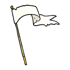cartoon doodle waving white banner flag