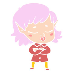 pretty flat color style cartoon elf girl