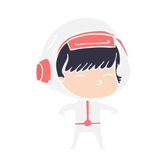 flat color style cartoon curious astronaut