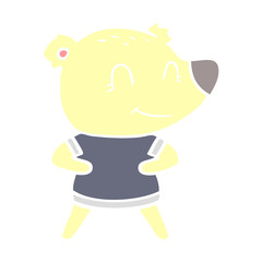 friendly bear flat color style cartoon