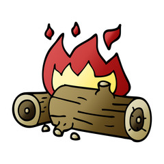 cartoon doodle burning logs