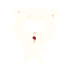 waving teddy  bear flat color style cartoon