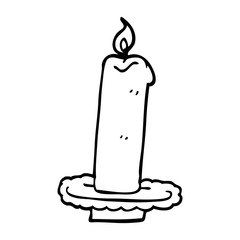 line drawing cartoon burning halloween candle