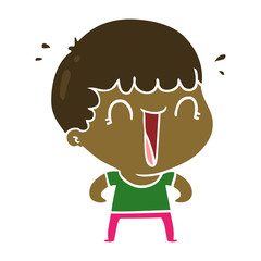 laughing flat color style cartoon man