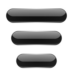 Black oval buttons. 3d glass menu icons