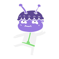 friendly flat color style cartoon spaceman dancing