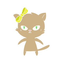 cute flat color style cartoon cat