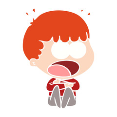 flat color style cartoon shocked man