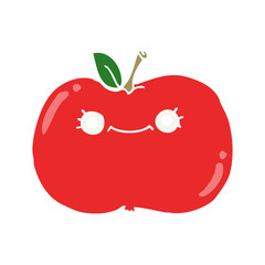 cute flat color style cartoon apple