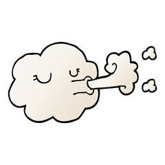 cartoon doodle cloud blowing a gale