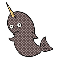 cartoon doodle narwhal © lineartestpilot
