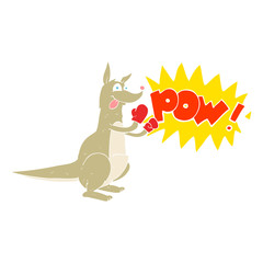 flat color illustration of a cartoon boxing kangaroo