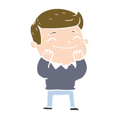 happy flat color style cartoon man