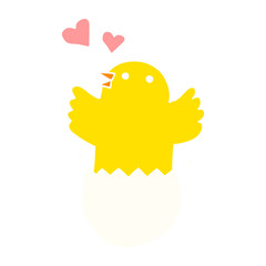 cute hatching chick flat color style cartoon