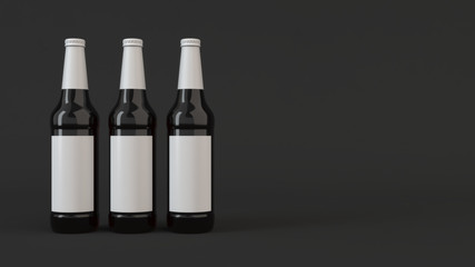 Mock up of tall beer bottles with blank labels