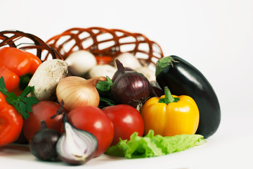closeup.useful vegetables.isolated on a white background. photo with copy space