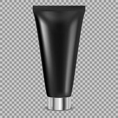 Cream tube. Black container with silver lid