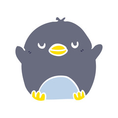 cute flat color style cartoon penguin