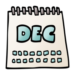 cartoon doodle calendar showing month of december
