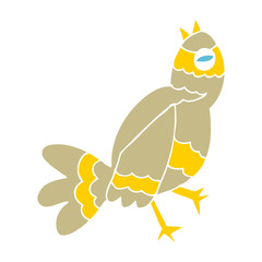 flat color illustration of a cartoon bird