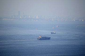 Fototapeta premium 東京湾の貨物船