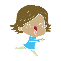 flat color style cartoon happy woman